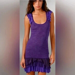 Free people racerback heather grey embellished sleeves day 2 night  mini dress S